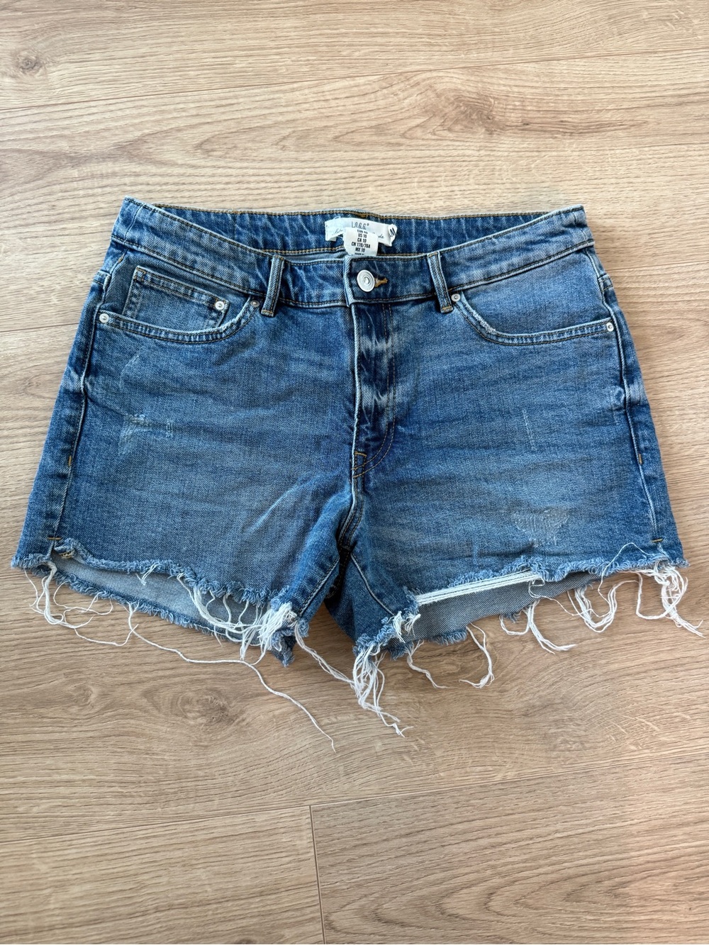 H&M High-waisted Distressed Denim Shorts